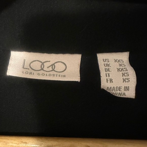 LOGO by Lori Goldstein XS black knit open cardigan. Lace ruffle hem - Picture 2 of 5